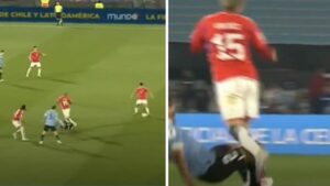 Sebastián Cáceres y Diego Valdés tienen un fuerte encontronazo en el Uruguay ante Chile