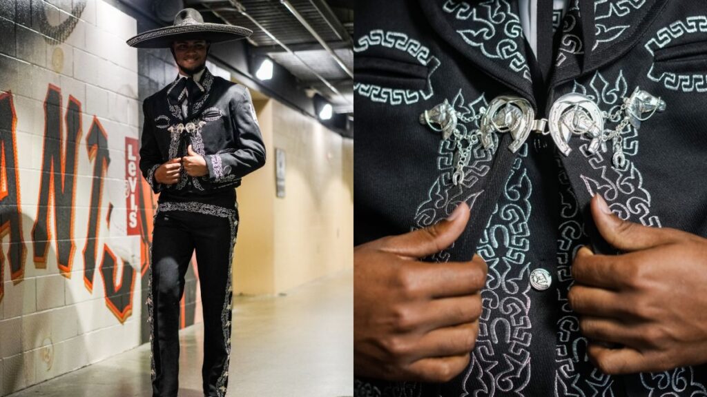 ¡Qué elegante! Camilo Doval llega vestido de mariachi al duelo entre Dodgers y Giants