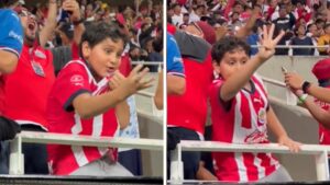La alegría de ganar el Clásico Tapatío: ¡Efusivo festejo de un pequeño aficionado de Chivas!