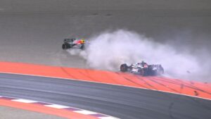 Checo Pérez queda fuera de la carrera sprint en Qatar tras una carambola ocasionada por Esteban Ocon