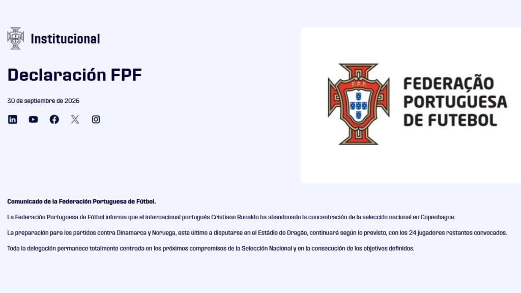 El comunicado de la FPF | fpf.pt
